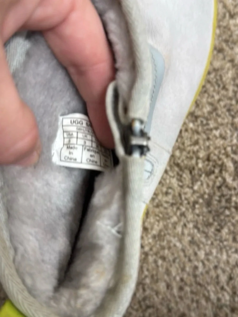UGG Kids Light Gray and Yellow Zip-Up Waterproof Boots